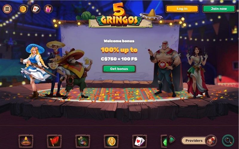 5Gringos Casino online casino homepage view CA