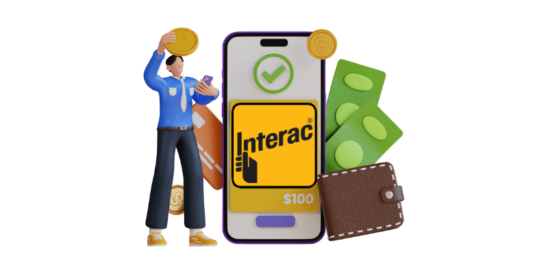 A person making a payment with interac online