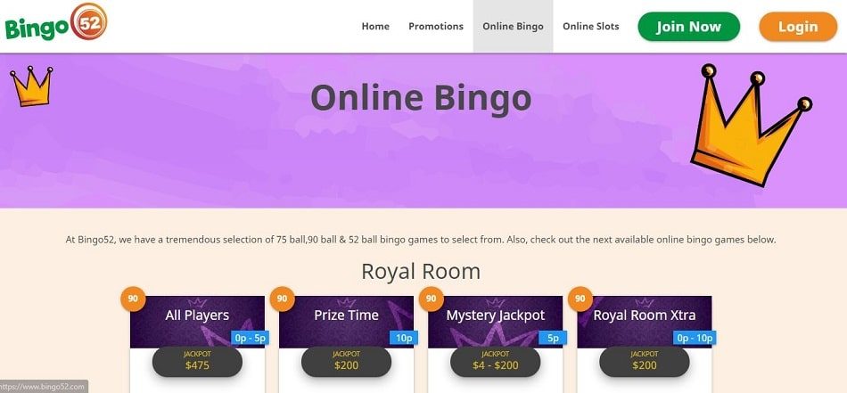 Bingo52 online bingo page and jackpots España