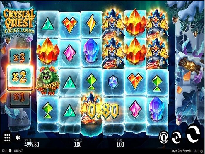 Crystal quest frostlands slot game interface