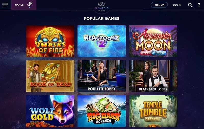 Genesis Casino popular games España