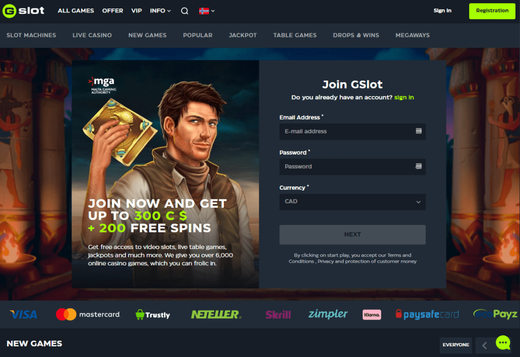 Gslot casino online desktop view España