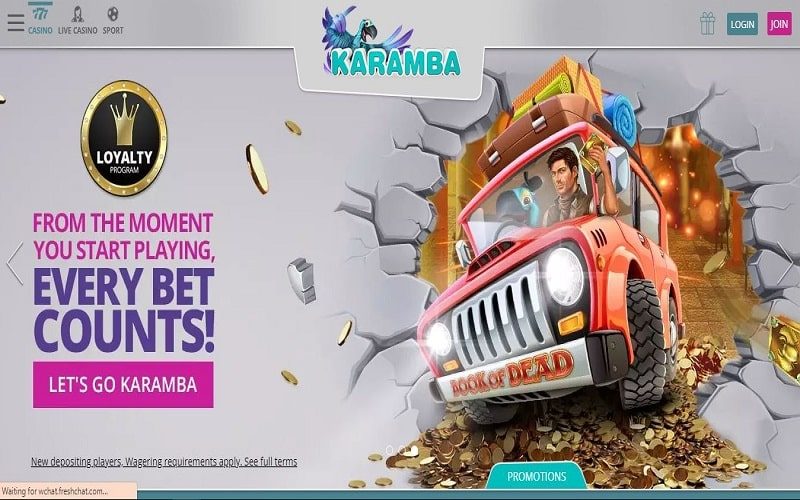 Homepage of Karamba Casino España