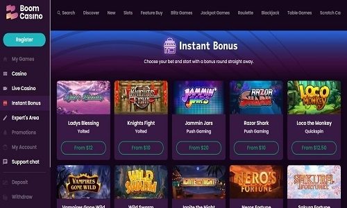 Instant bonuses to start with at Boom Casino España