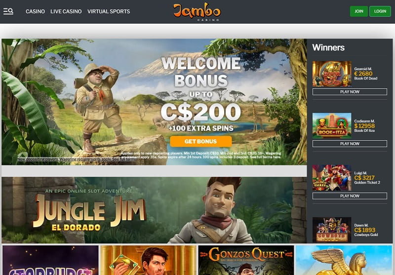 Jambo Casino online homepage view España review