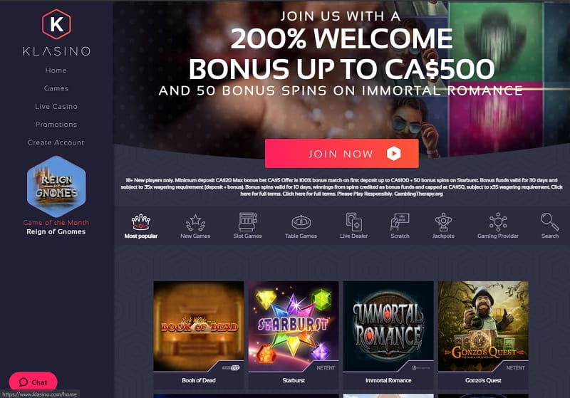 Klasino online casino homepage España