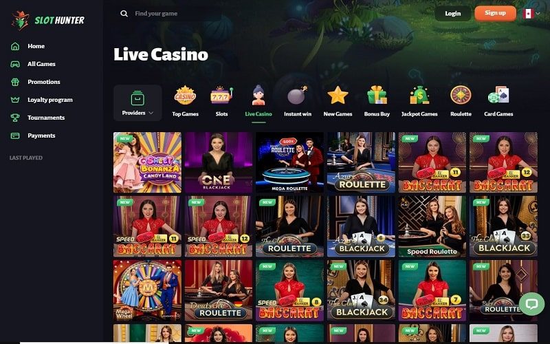 Live Casino games at Slot Hunter Casino España