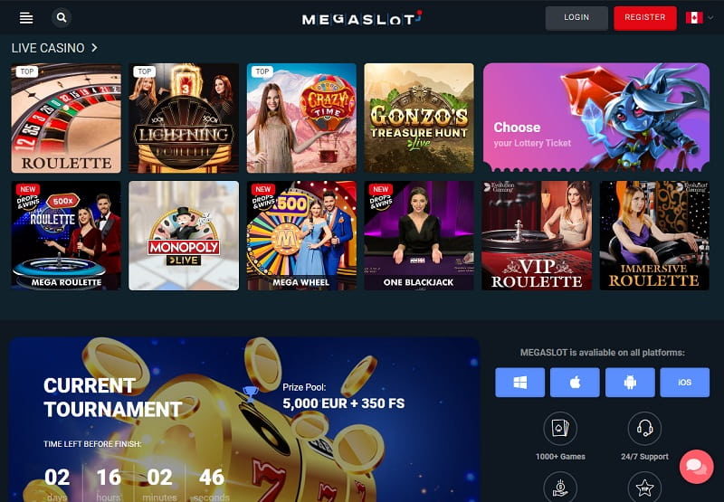 Mega Slot Casino live games and online review España