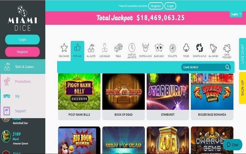 Online slots you can play at Miami Dice Casino España