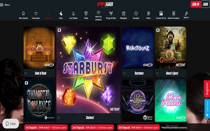 Popular Games at Spin Rider Casino España
