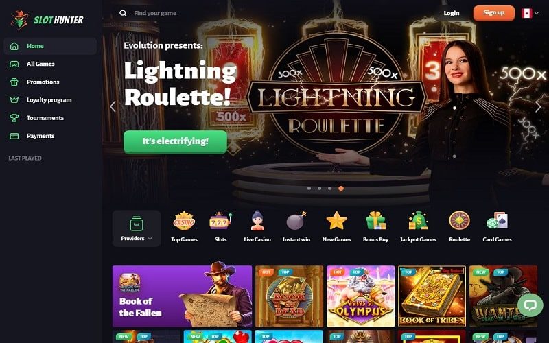 Slot Hunter Casino homepage view España