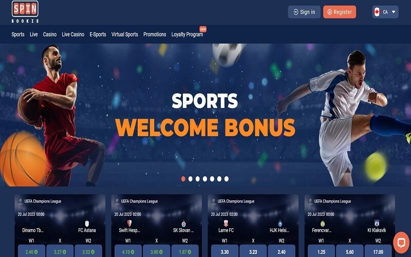 Sports welcome bonus at Spinbookie