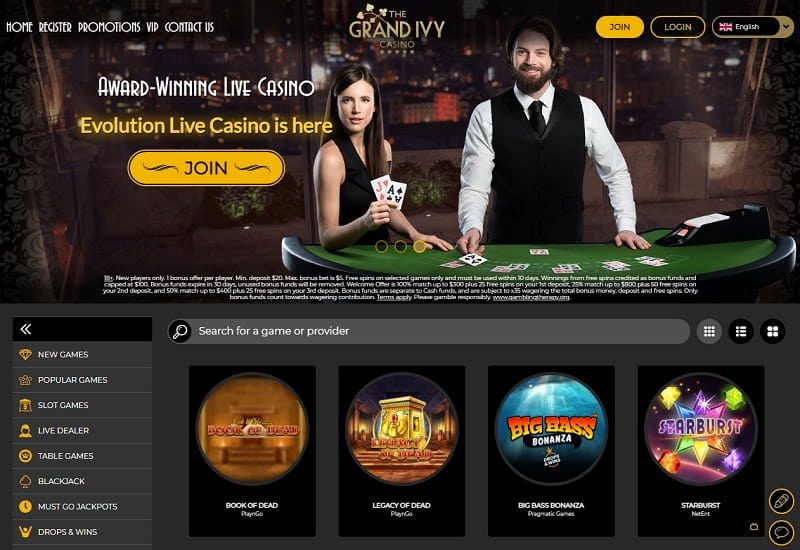 The Grand Ivy Casino Homepage view España