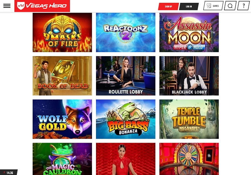 Vegas Hero Casino popular online games España
