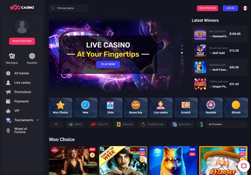 Woo Casino online homepage view España review