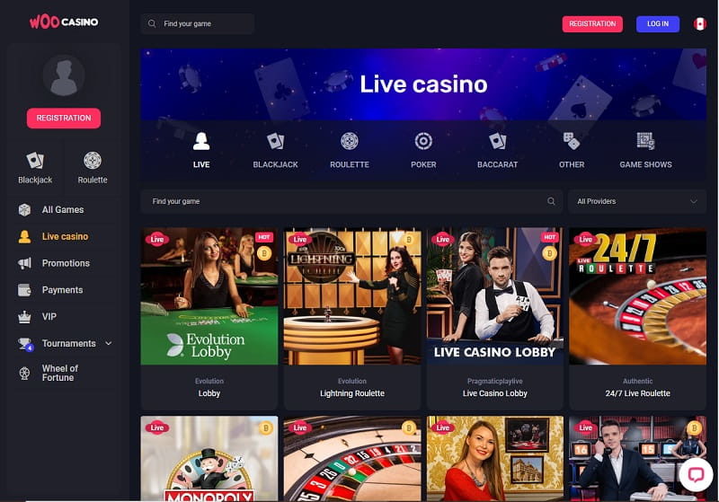 Woo Casino online homepage view España review
