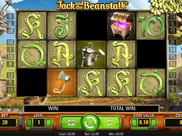 Jack and the beanstalk slot game reels view ca