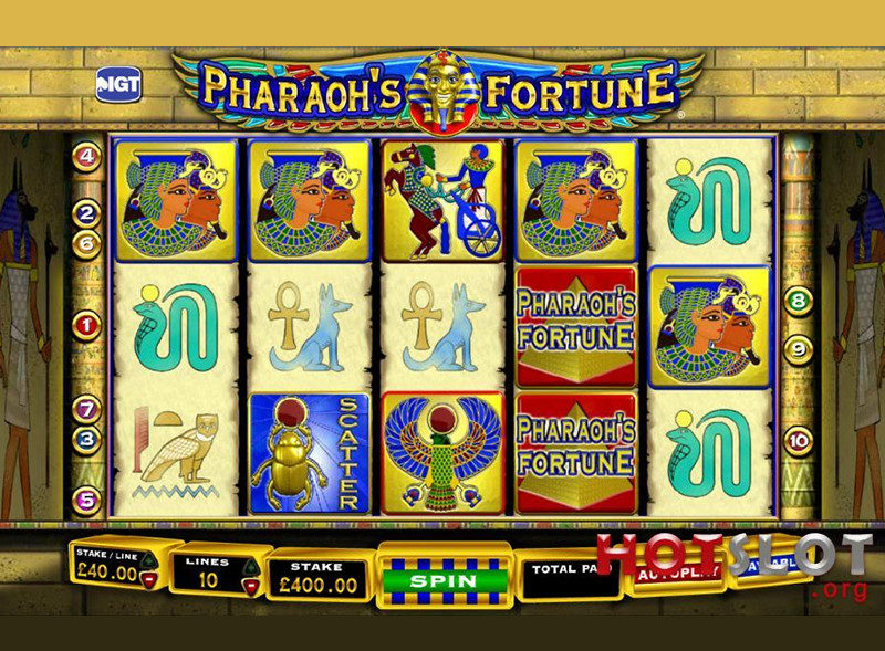 Pharaohs fortune slot game reels view ca