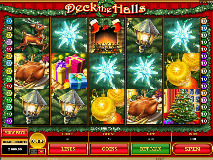 Deck the halls slot game by microgaming reels view ca