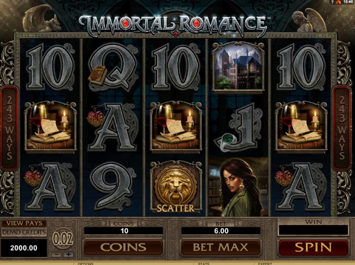 Immortal romance slot reels view