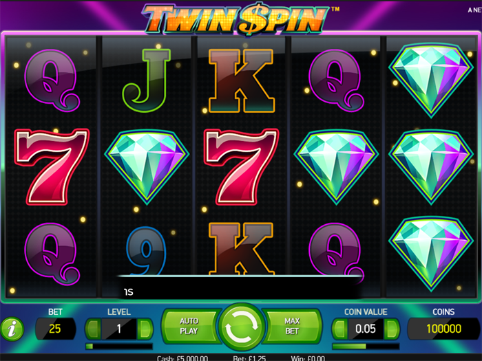 Twin spin slot game reels view