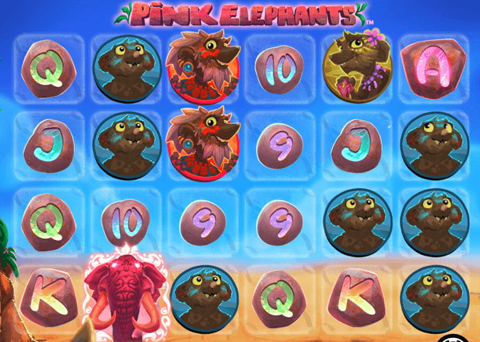 Pink elephants slot game reels