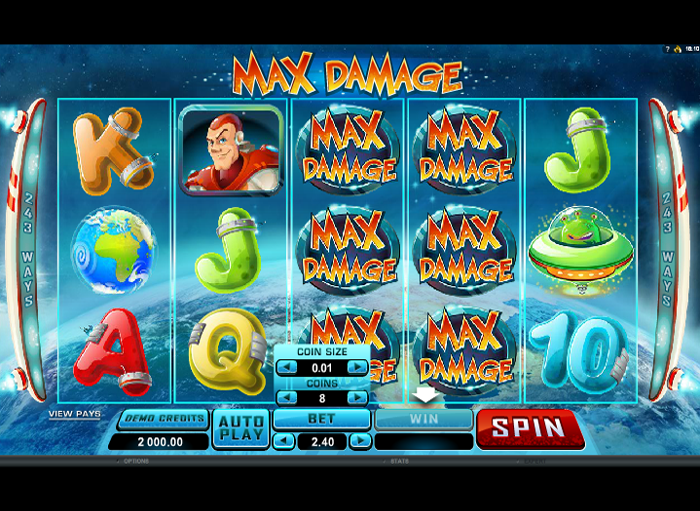 Max damage slot game reels view